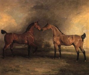 The Ninth Earl Of Linsey's Carriage Horses At Grass by Benjamin Marshall