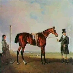 Mameluke, A Bay Racehorse, Held By His Trainer, Edwards,    With A Groom Holding A Blanket, On Epsom Downs