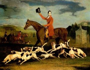 Francis Duckett Ashley On A Light Bay Hunter With His Hounds by Benjamin Marshall