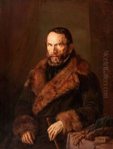 Portrait Of A Bearded Man In A Fur Coat by James Marshall