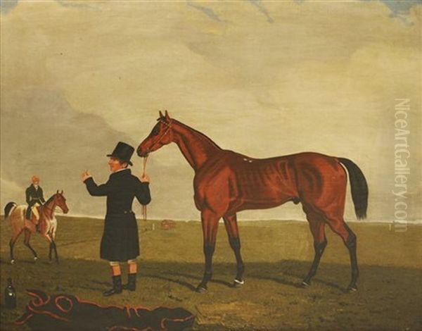 Colonel J Peel's 'archibald' With Trainer And Jockey, A Pavis, Riding A Roan Hack - view 1