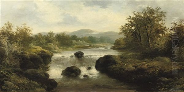 A Landscape With A Waterfall And Mountains - view 1
