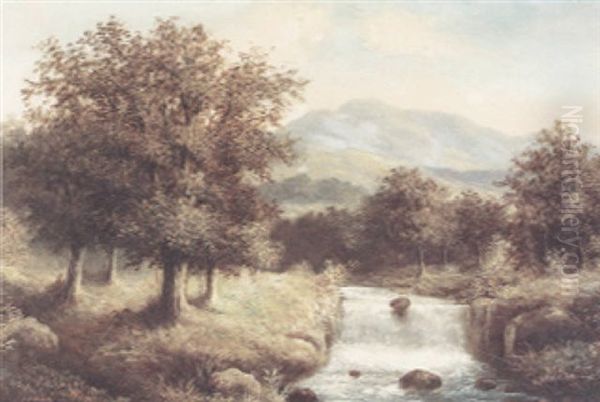 An Extensive Hilly Summer Landscape With Rapids In The Foreground - view 1