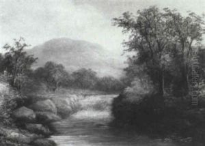 Bucolic Landscape With Waterfall And Stream by Robert Angelo Kittermaster Marshall