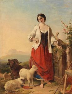 Shepherdess Against An Open Landscape by Thomas Falcon Marshall