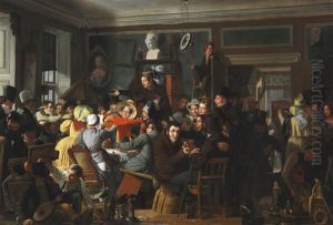 An Auction Scene by Wilhelm Nicolai Marstrand