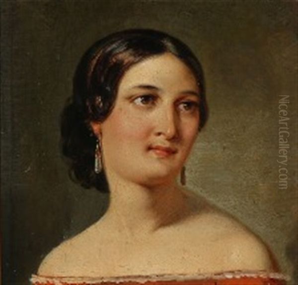 Portrait Of An Italian Woman With Drop Shaped Earrings - view 1