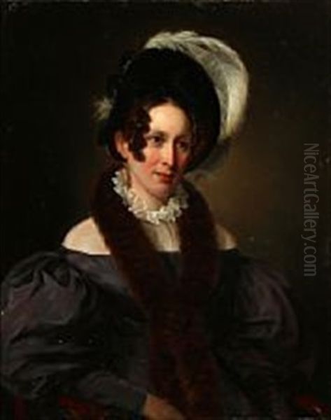 Portrait Of A Lady In A Plum-coloured Dress - view 1