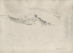 Ansicht Von Monte Porzio Catone Im Latium. Grauer