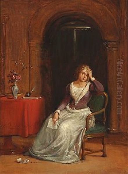 A Young Girl Reading A Love Letter - view 1