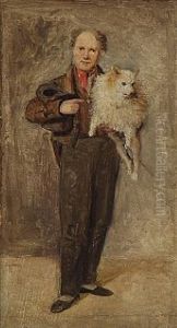 A Man With A Dog In His Arms