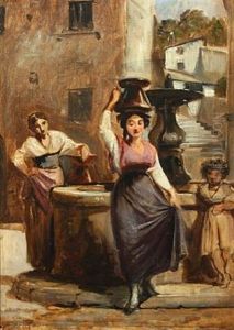 Italian Women And A Girl By A Well