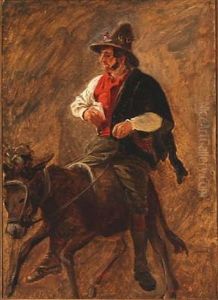 An Italian Donkey Rider (study For Sct. Antoniusfesten I Rom) by Wilhelm Nicolai Marstrand