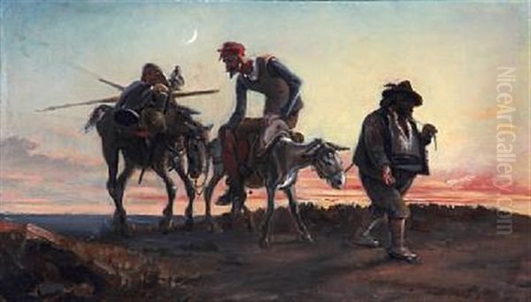 Don Quijote Der Hjemfores Af Bonden, Hans Nabo, Efter At Han Er Blevet Gjennempryglet Af Muldaeseldriveren Paa Hans Forste Udflugt - view 1