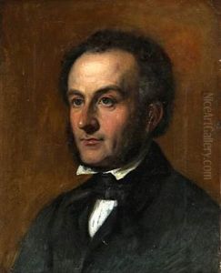 Portrait Of The Danish Doctor Claus Jacob Emil Hornemann (1810-1890) In Black Jacket by Wilhelm Nicolai Marstrand