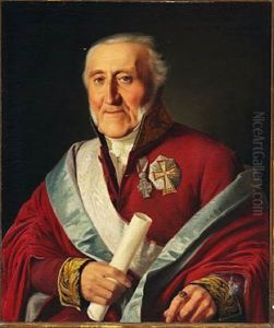Portrait Of Anker Vilhelm Frederik Bornemann (1763-1854) Draped In His Red Official Robe With Blue Edging