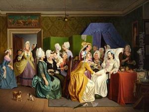 Scene From The Comedy Barselstuen By Playwright Ludvig Holberg (in Collab. W/workshop) by Wilhelm Nicolai Marstrand