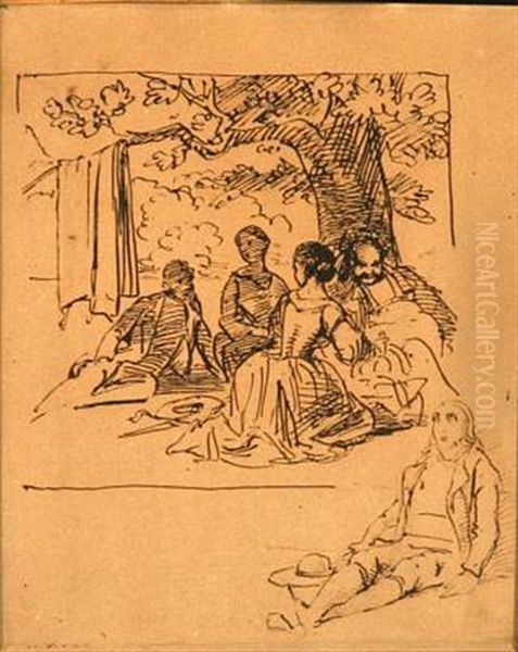 Lunch In A Forest (+ Two Donkeys At A Stable, Smaller; 2 Works) - view 1