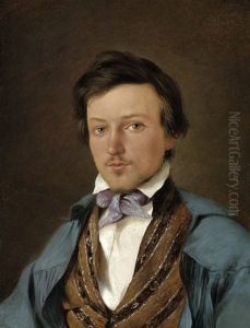 Bildnis Des Lithographen Johan Adolph Kittendorf Im Blauen Malermantel