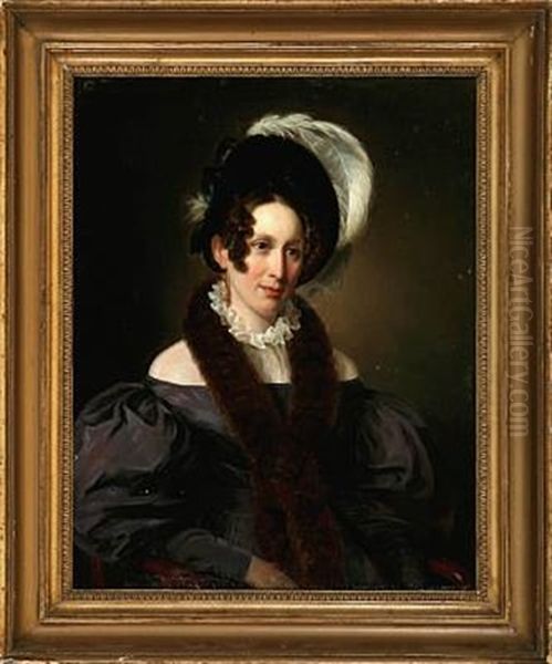Portrait Of A Lady In A Plum-colored Dress - view 1