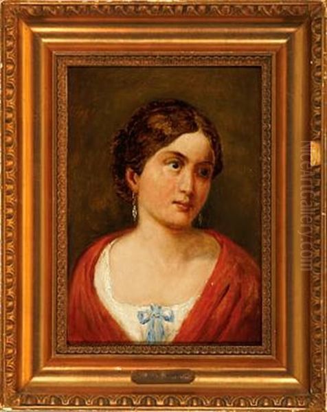 Young Woman In A White Dress With Red Cape - view 1