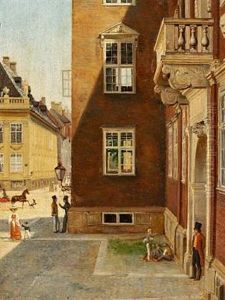 View Through A Window In The Study Of W. Eckersberg At Charlottenborg by Wilhelm Nicolai Marstrand