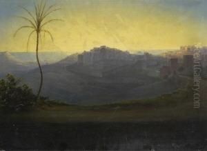 Orientalische Stadt Am Meer Im Abendlicht Orientalische Stadt Am Meer Im Abendlicht