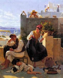 En Scene Af Det Neapolitanske Folkeliv by Wilhelm Nicolai Marstrand