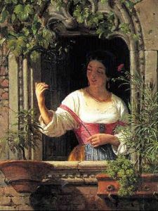 Italienerinde Der Hilser I En Vindues Abning