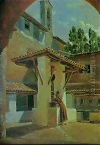 Klostergard Med Munk, Subiaco, Italien