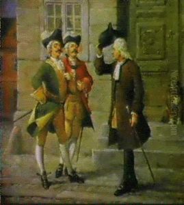 Holberg, Der Gar Af Vejen For De To Narre, Jacob Von Thybo Og Jean De France by Wilhelm Nicolai Marstrand