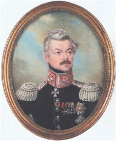 An Officer Wearing Dark Green Coat With Red Collar, Silver Buttons And Epaulettes, Star And Badge Of The Prussian Order Of The Red Eagle, A Service Medal For Fifteen Campaigns - view 1