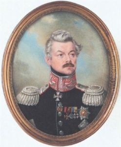An Officer Wearing Dark Green Coat With Red Collar, Silver Buttons And Epaulettes, Star And Badge Of The Prussian Order Of The Red Eagle, A Service Medal For Fifteen Campaigns
