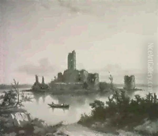 Burguine Auf Einer Insel Im Fluss - view 1