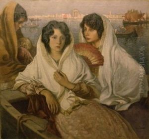 Jeunes Filles En Barque (lagunes De Venise) by Charles Martel