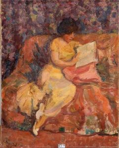 Jeune Femme A La Lecture Dans Un Canape by Paul-Jean Martel