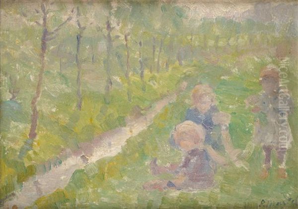 Trois Enfants Au Bord De La Riviere - view 1