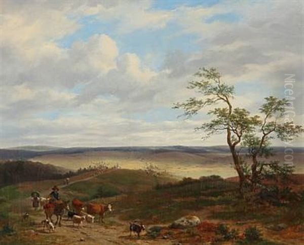Landscape With A Farmer And Animals On Their Way Home From A Market - view 1
