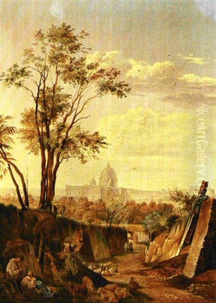 Udsigt Over Rom Fra Via Sacra Mod Peterskirken - view 1