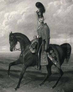 Portrait Of An Officer Of The 7th (queens Own) Light        Dragoons On His Bay Charger