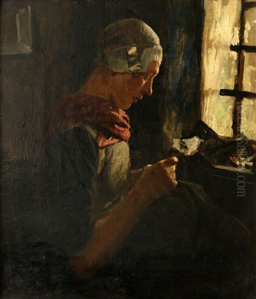 Portret Van Een Handwerkende Vrouw - view 1