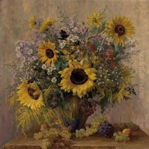 Blumenstillleben Mit Obst by Carl Berndt