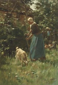 Tending To The Goat by Willy Martens