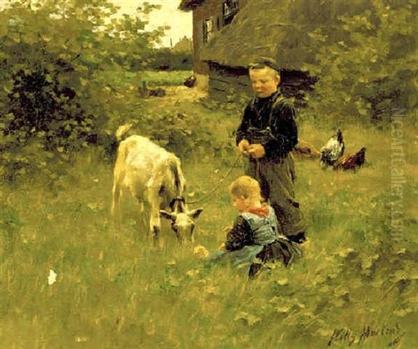 Two Children And A Goat - view 1