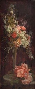 A Still Life Of Flowers In A Vase by Ricardo Marti Aguilo