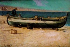 Pescadores En La Playa by Ricardo Marti Aguilo