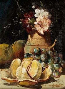 Jarron Con Flores Y Frutas