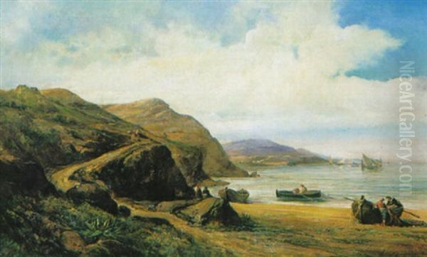Kustenlandschaft Mit Anlegenden Fischerbooten - view 1