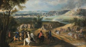 King Louis Xiv And His Retinue At The Siege Of A Walled City
