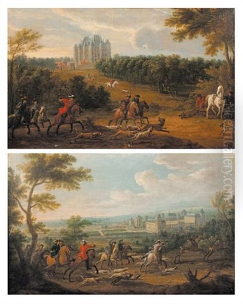 Chasse Aux Loups Pres Du Chateau De Madrid Dans Le Bois De Boulogne (+ Chasse Au Cerf Dans Le Bois De Vincennes, Smllr; 2 Works) - view 1